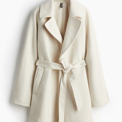 Tapado De Paño H&M Con Cinturón