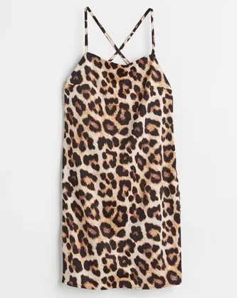 Vestido H&M Satinado Lencero Animal Print Mujer