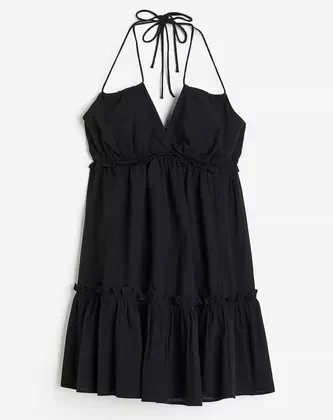 Vestido H&M Con Volados Escote Halter Mujer