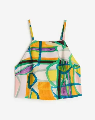 H&m Top Estampado Con Espalda Cruzada Mujer