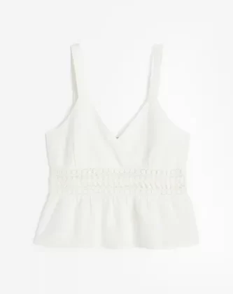 Top De Lino H&m Cintura Definida Escote En V Mujer