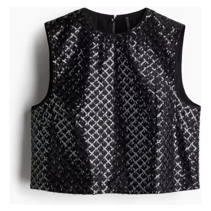 Top H&m Corto Con Lentejuelas Mujer