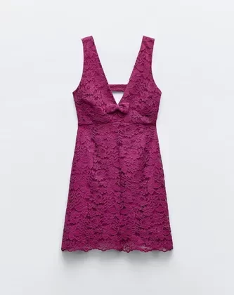 Vestido Zara Encaje Uva Mujer