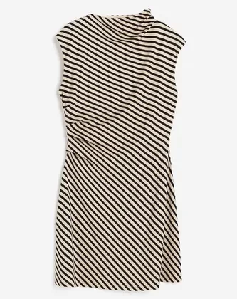 Vestido H&m Corto De Punto Asimétrico Mujer