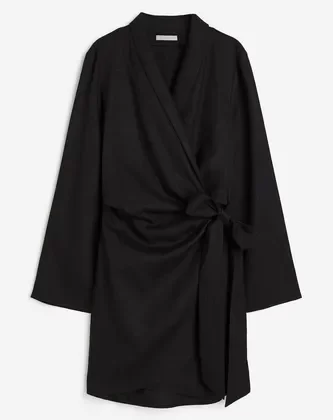 H&m Vestido Camisero De Lino Con Lazo Mujer